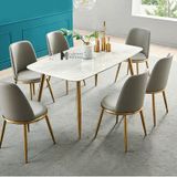 Bộ bàn ăn 6 ghế chân mạ vàng gold TN1228-16E_LUX 14B