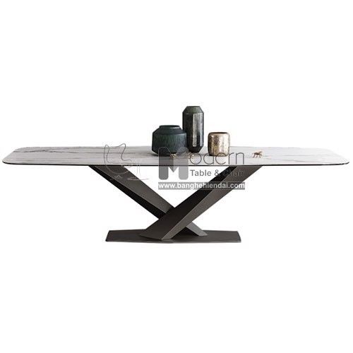 Bộ bàn ăn mặt đá 6 ghế nệm PVC STRATOS-18E_Lux 11A-P