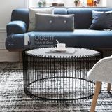 Bàn sofa kính tròn chân sắt sơn hiện đại KOPA