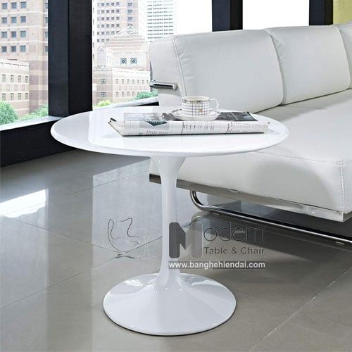 Bàn trà mặt gỗ tròn 60 cm Tulip-06W