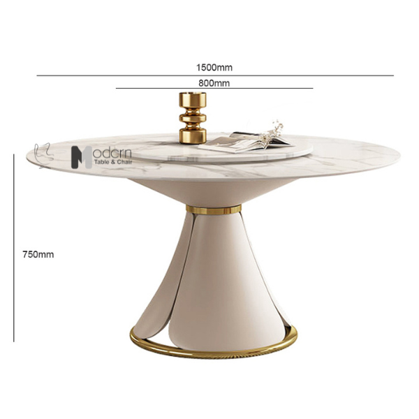 Bàn phòng ăn mặt đá xoay tròn 1m5 JULIET2-150E