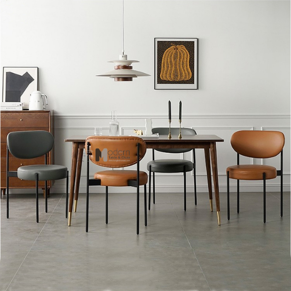 Ghế ăn có nệm tròn chân sắt VERPAN-P