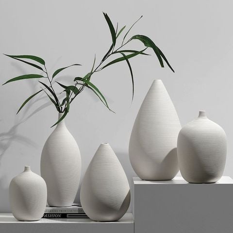 Bình gốm ceramic nghệ thuât sứ trắng N613