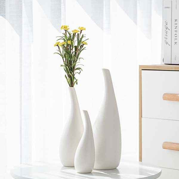 Bình gốm sứ trắng Grace Bắc Âu