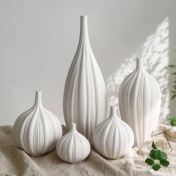 Bình gốm sứ trắng ceramic củ tỏi trang trí