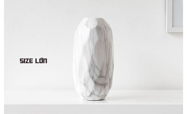 Bình sứ trắng cắm hoa vân đá