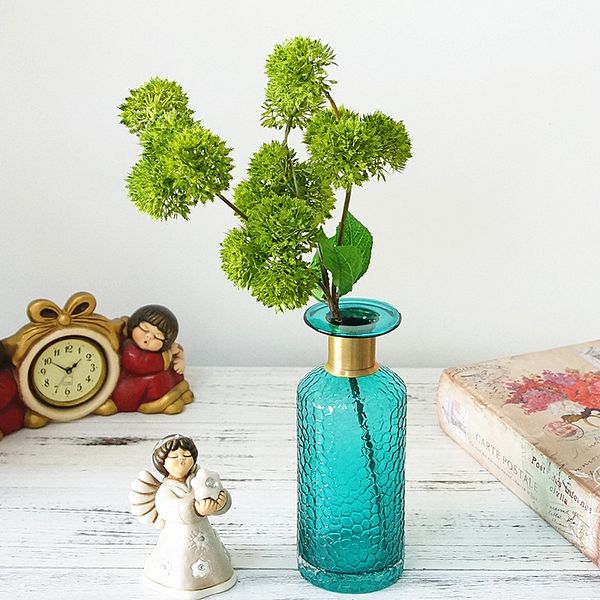 Bình thủy tinh xanh tổ ong cổ vàng