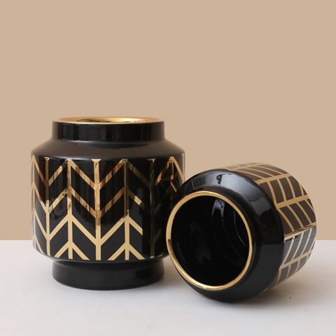 Bình sứ đen hoạ tiết vàng cắm hoa trang trí phòng khách đẹp giá rẻ