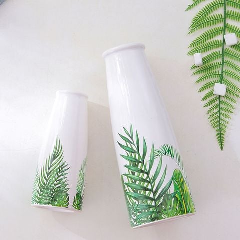 Bình sứ cắm hoa lá nhiệt đới miệng nhỏ