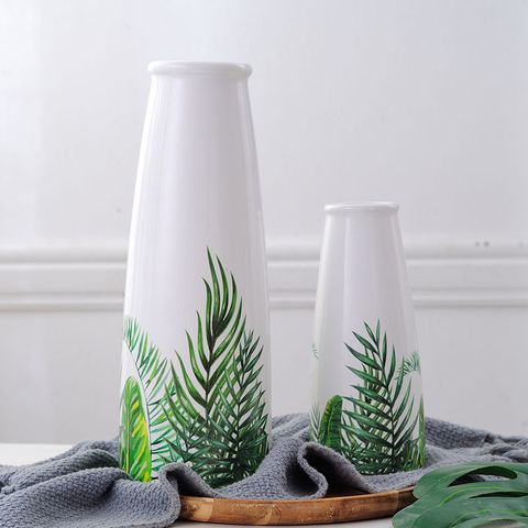 Bình sứ cắm hoa lá nhiệt đới miệng nhỏ