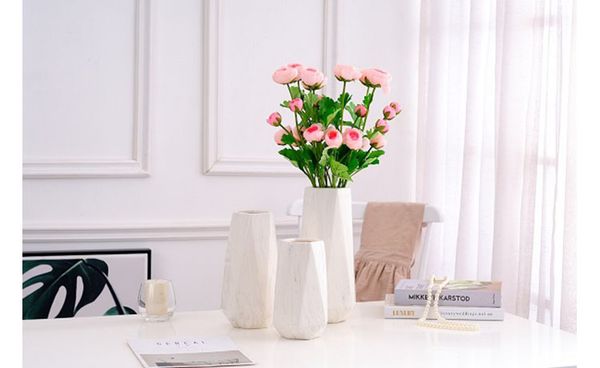 Bình sứ cắm hoa lục giác vân đá K20