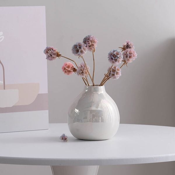 Bình sứ cắm hoa màu ngọc trai