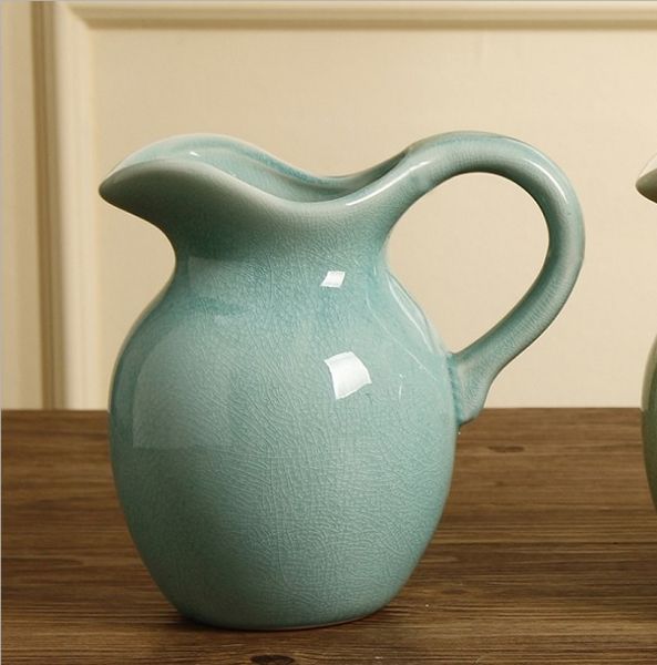 Bình sứ cắm hoa có quai trán mem rạn