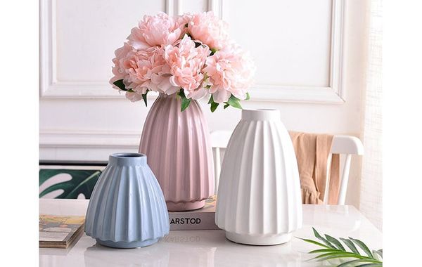 Bình sứ cắn hoa vân sọc miệng nhỏ