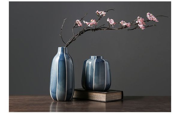 Bình sứ cắm hoa men xanh Bắc Âu