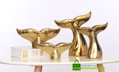 Bình gốm mạ vàng đuôi cá heo may mắn