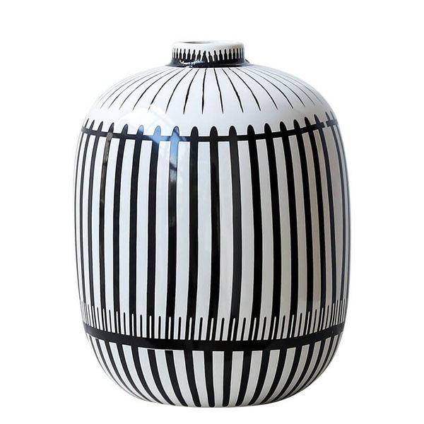 Bình sứ sọc đen trắng hiện đại