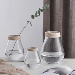Bình thuỷ tinh bầu quấn dây cắm hoa