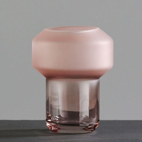 bình thủy tinh cắm hoa màu hồng cây nấm