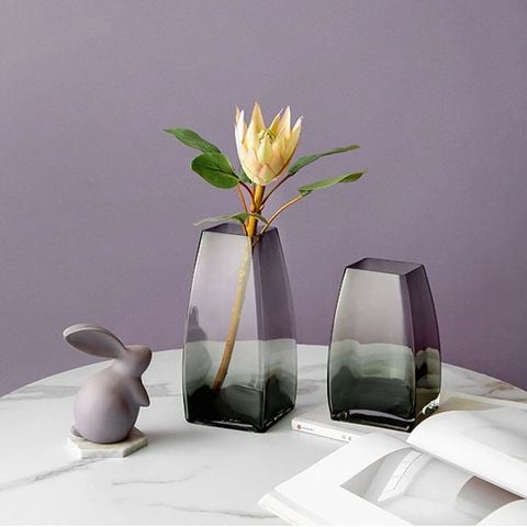 Bình thuỷ tinh cắm hoa miệng vuông Bắc Âu giá rẻ