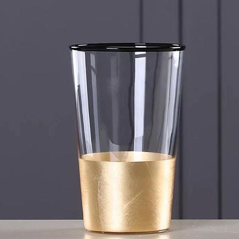Bình thủy tinh cắm hoa Bắc Âu thân mạ vàng