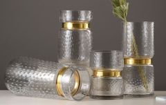 Bình thủy tinh thắt eo kim loại vàng