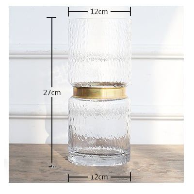 Bình thủy tinh thắt eo kim loại vàng