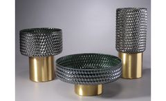 Bình thủy tinh cắm hoa tổ ong chân mạ vàng