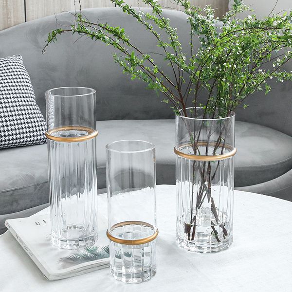 Bình thủy tinh eo viền vàng Bắc Âu