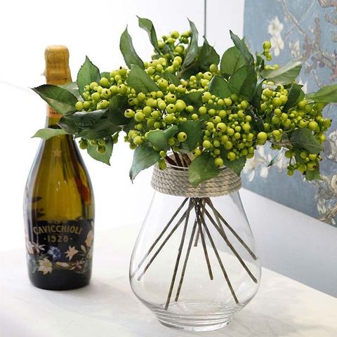 Bình thuỷ tinh bầu quấn dây cắm hoa