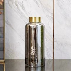 Bình thủy tinh tráng gương viền kim loại