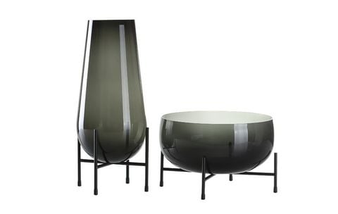 Bình thủy tinh xám kèm chân đế
