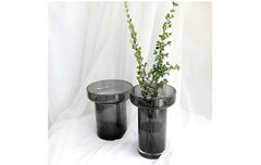 Bình thủy tinh cắm hoa xám miệng rộng cao cấp