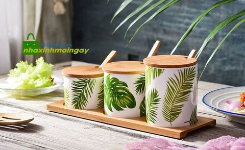 Bộ gia vị hình lá nhiệt đới ( nhiều mẫu )