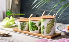 Bộ gia vị hình lá nhiệt đới ( nhiều mẫu )