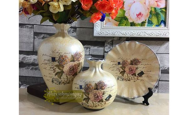 Bộ bình đĩa gốm ( nhiều mẫu )