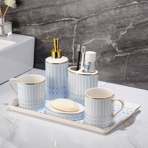 bộ đồ dùng nhà tắm blue sky bằng sứ cao cấp sang trọng