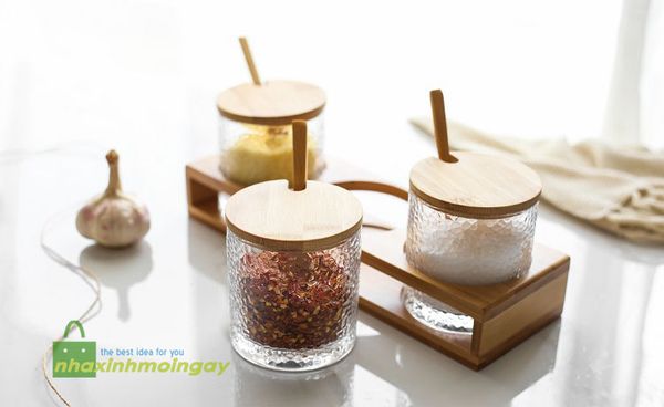 Bộ gia vị thủy tinh 3 hủ