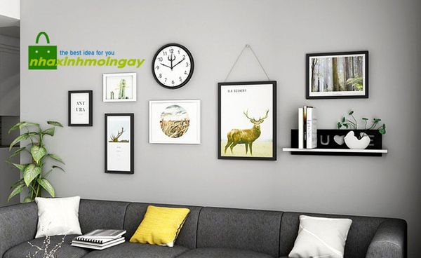 Bộ khung ảnh thiên nhiên kèm đồng hồ Bắc Âu