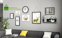 Bộ khung ảnh thiên nhiên kèm đồng hồ Bắc Âu