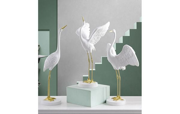 Bộ tượng tiên hạc trắng trang trí