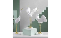 Bộ tượng tiên hạc trắng trang trí