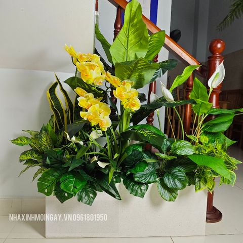 Bồn cây hoa giả trang trí văn phòng TC003
