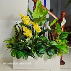 Bồn cây hoa giả trang trí văn phòng TC003