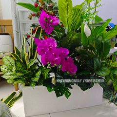 Bồn cây hoa giả trang trí văn phòng TC003