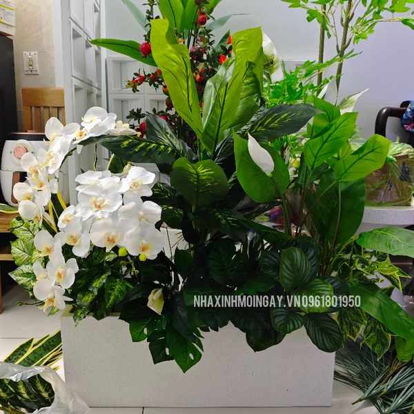 Bồn cây hoa giả trang trí văn phòng TC003