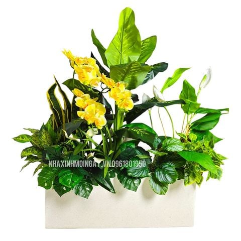 Bồn cây hoa giả trang trí văn phòng TC003