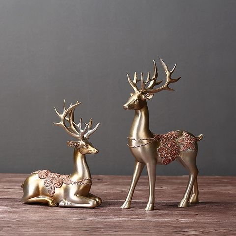 Cặp nai đeo cườm trang trí phòng khách NX02