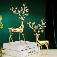 Tượng nai đồng sừng hoa trang trí