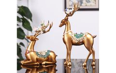 Cặp nai đại cát đại lộc trang trí